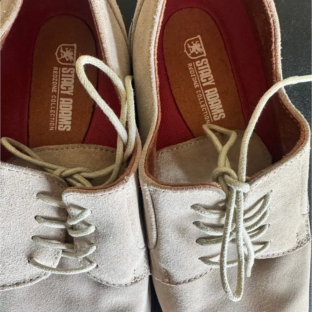 Stacy Adams Red Zone Suede Derby Dress Shoes Men’s Size 11 Beige Lace Up Casual